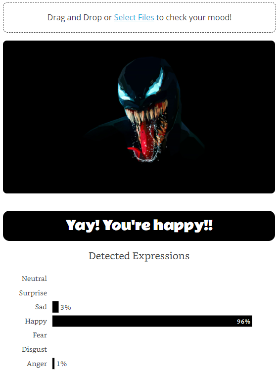 Detecting facial expressions of Venom